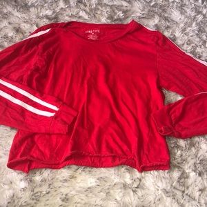 Red and white stripe crop top